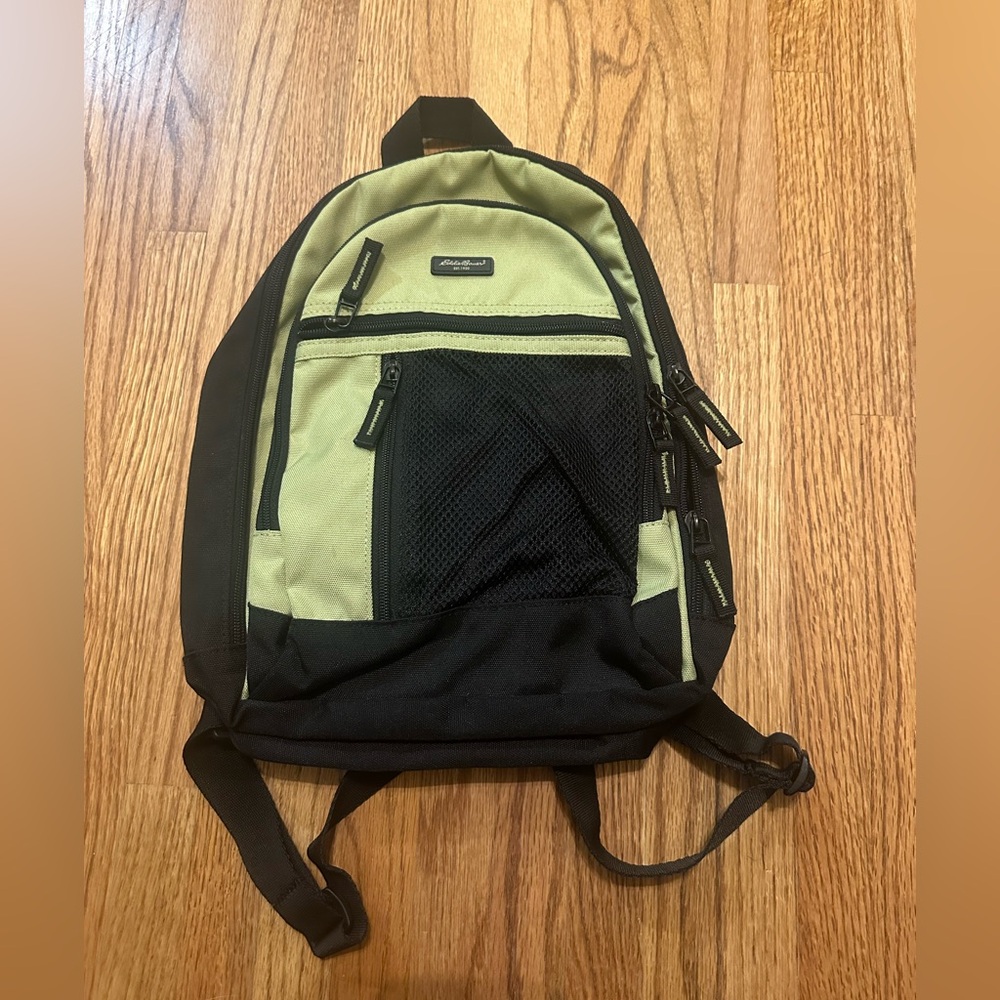 Eddie Bauer mini Backpack in black and celery green